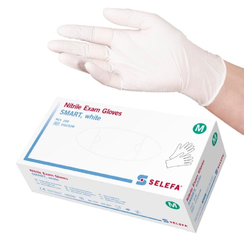 ACTIE:Handschoen selefa nitrile smart white poedervrij (10 x 200 stuks) - S 10x200 stuks