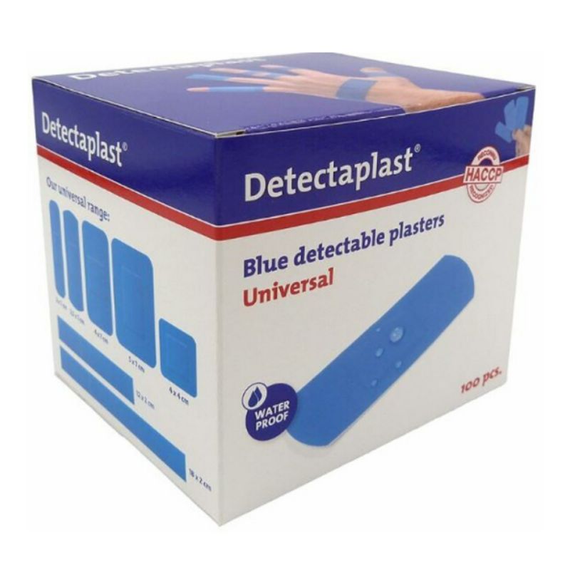 Detectaplast Elastic blauwe textiel pleisters, waterbestendig, 19 x 72 mm (100 stuks)