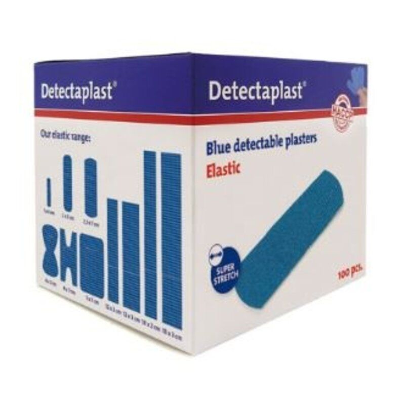 Detectaplast Elastic blauwe textiel pleisters, waterbestendig, 25 x 72 mm (100 stuks)