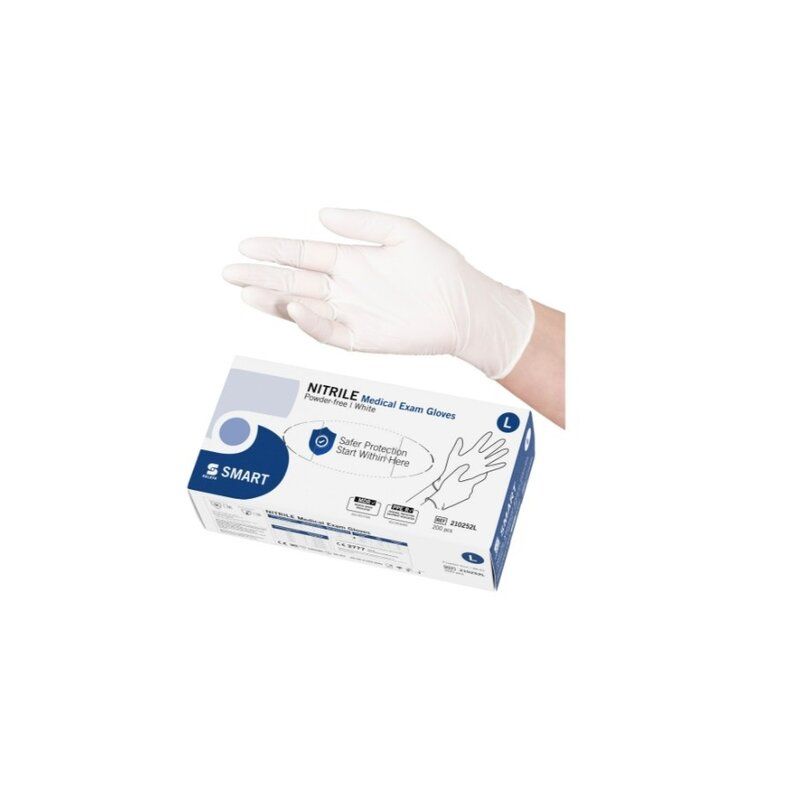 Handschoen selefa nitrile smart white poedervrij (200 stuks) - L 200 stuks