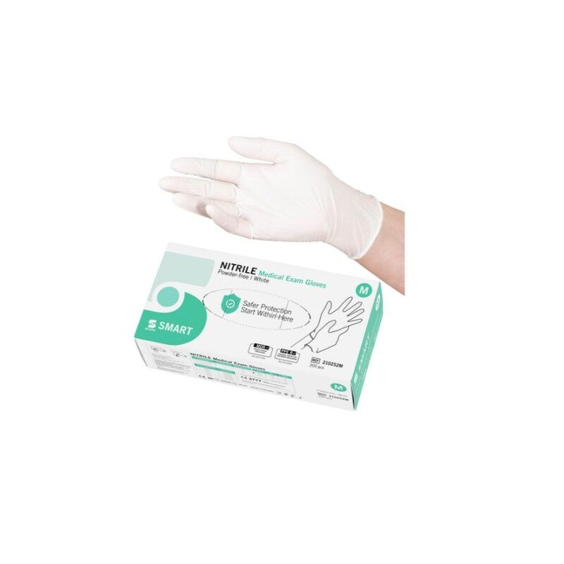 Handschoen selefa nitrile smart white poedervrij (200 stuks) - M 200 stuks