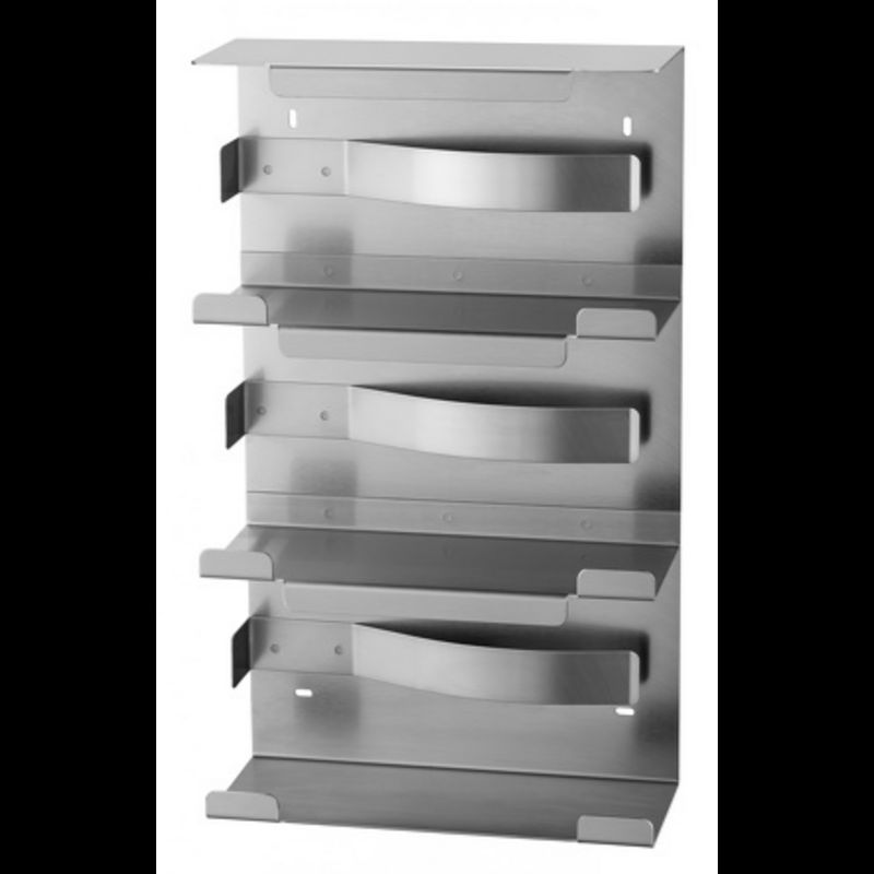 Handschoendispenser trio - 13,5 x 25 x 9,6 cm - RVS mat