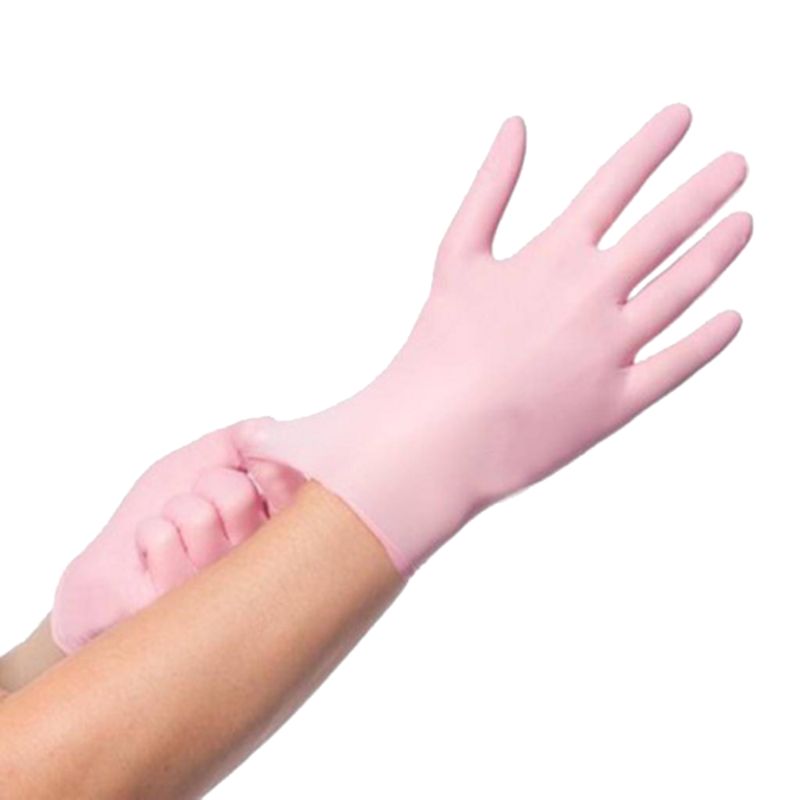 Handschoenen soft nitril roze ongepoederd niet steriel (100 stuks)