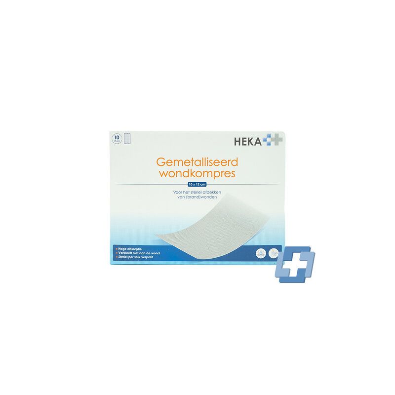 HEKA Gemetalliseerd wondkompres steriel - 10 x 12 cm (per stuk)