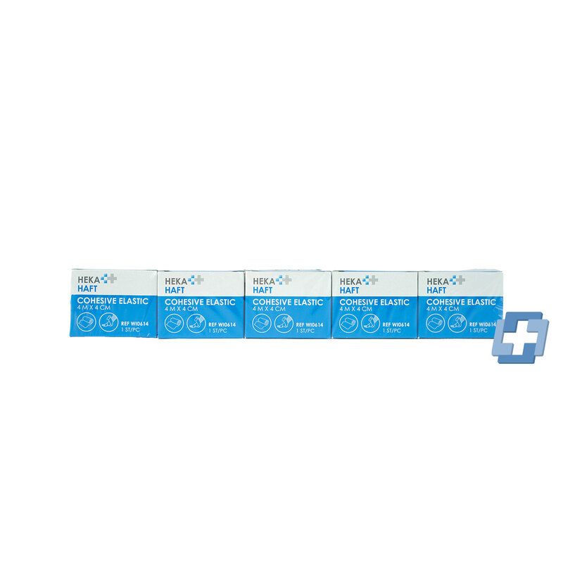 HEKA Haft verklevend elastisch fixatiewindsel - 4 m x 4 cm (5 stuks)