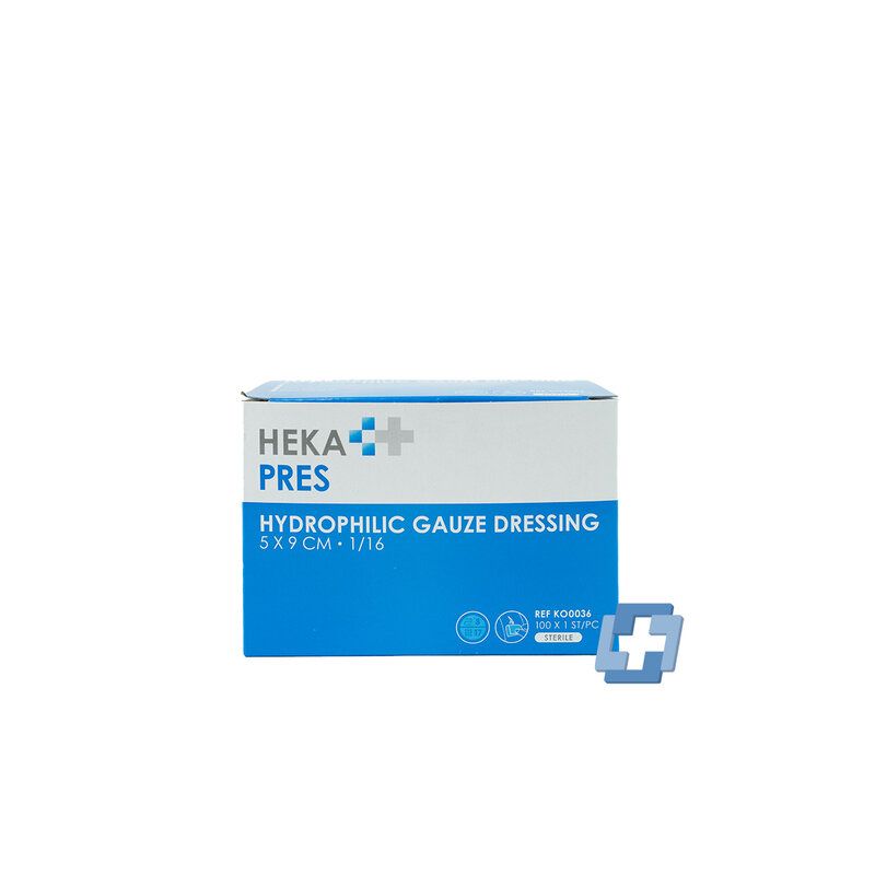 HEKA Hydrofiel gaaskompres 1/16 steriel 8 laags - 5 x 9 cm (100 stuks)