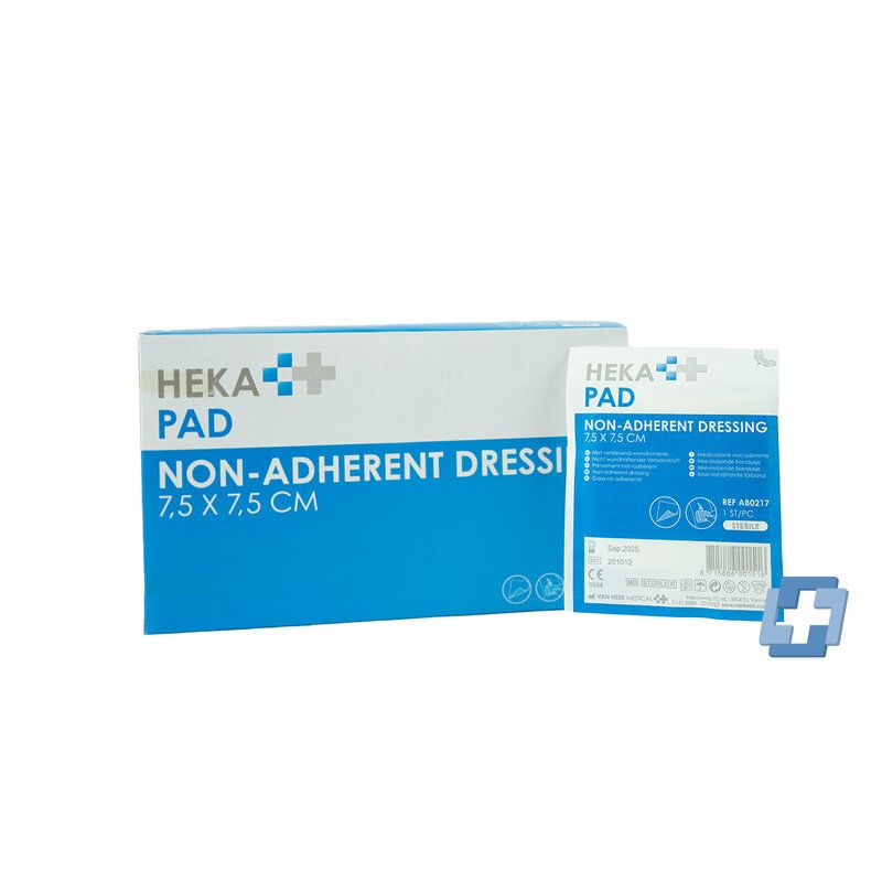 HEKA pad niet verklevende wondkompres steriel - 7,5 x 7,5 cm (100 stuks)
