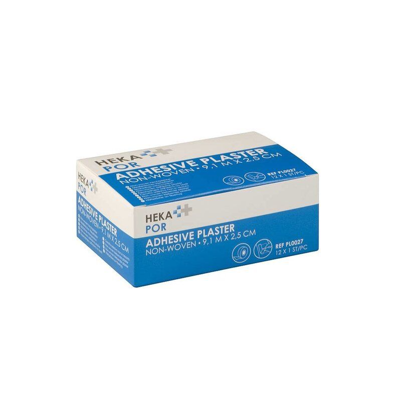 HEKA por NW hechtpleister - rol 9,1 m x 2,5 cm niet steriel (12 Stuks)
