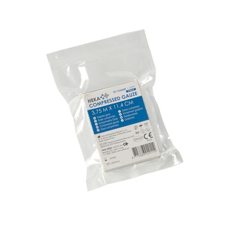 HEKA PRES Compressed Gauze 3.75 x 11.4cm steriel (1 stuk)