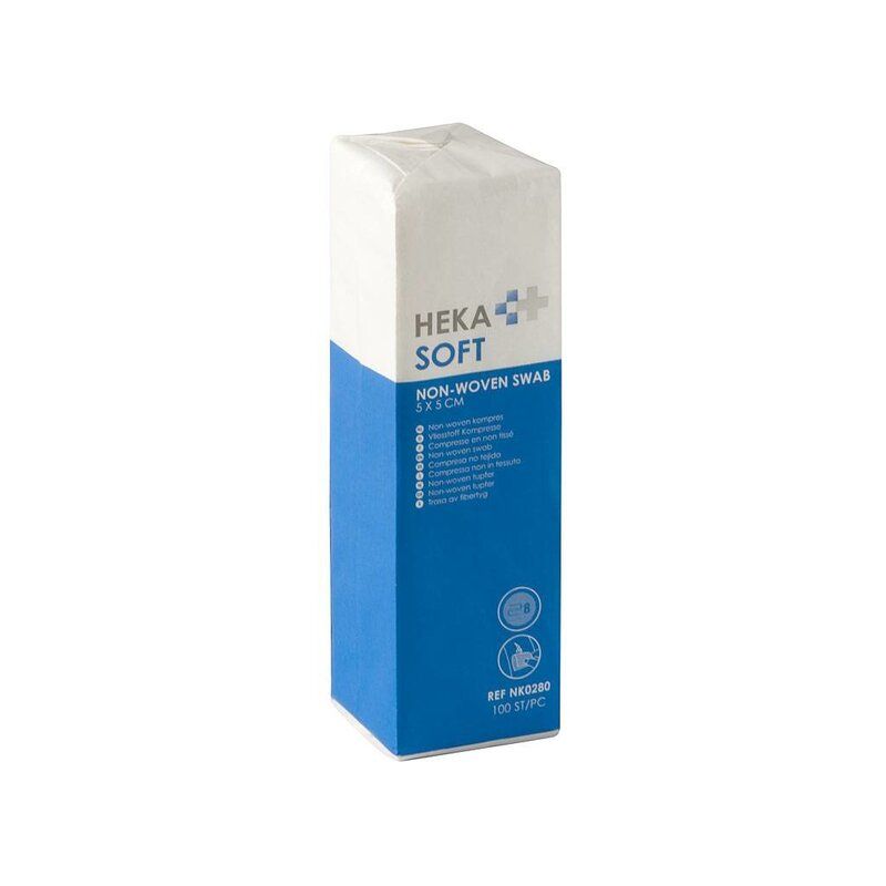 HEKA soft non-woven drainkompres - 5 x 5 cm niet steriel 8 lagen (100 Stuks)