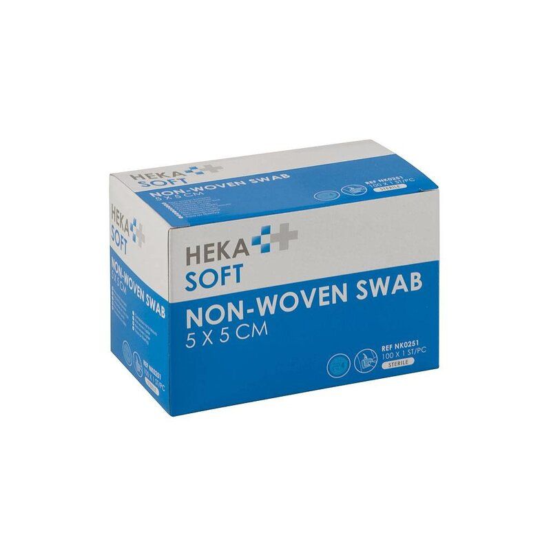 HEKA soft non-woven drainkompres - 5 x 5 cm steriel 4 lagen (100 Stuks)