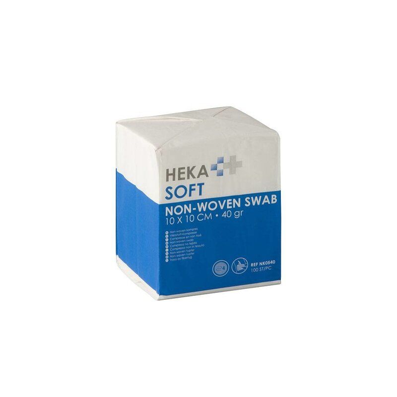 HEKA soft non-woven kompres - 10 x 10 cm niet steriel 4 lagen 40 gram (100 Stuks)