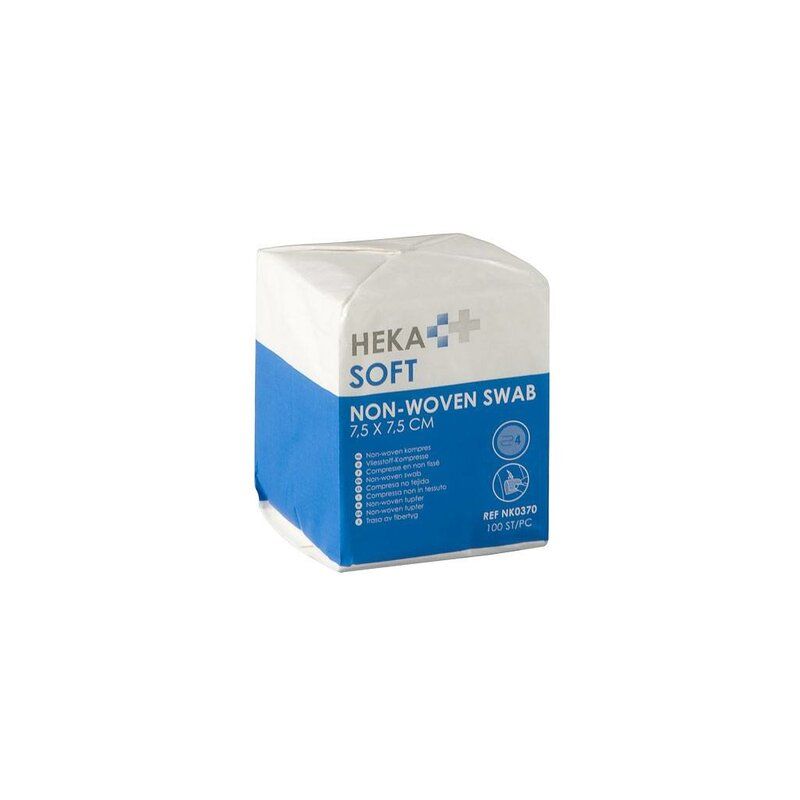 HEKA soft non-woven kompres - 7,5 x 7,5 cm niet steriel 4 lagen (100Stuks)