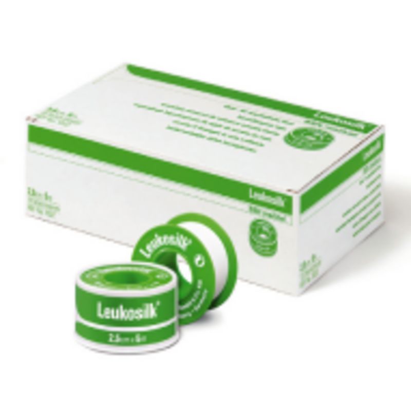 LeukoSILK hechtpleister - diverse maten (doos) - 9,2mtr x 1,25 per 24 stuks