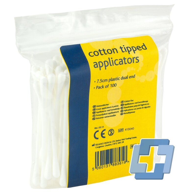 Reliance Wattenstokjes plastic - 7,5 cm (100 stuks)