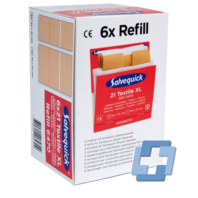 Salvequick 6470 navulling 21 textiel XL (6 stuks)