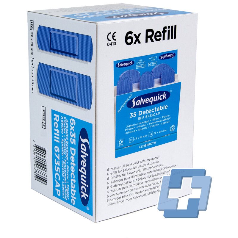 Salvequick 6735 navulling 35 blauwe pleisters (6 stuks)