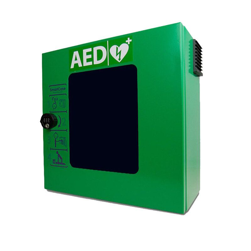 Sixcase AED buitenwandkast aluminium groen met slot