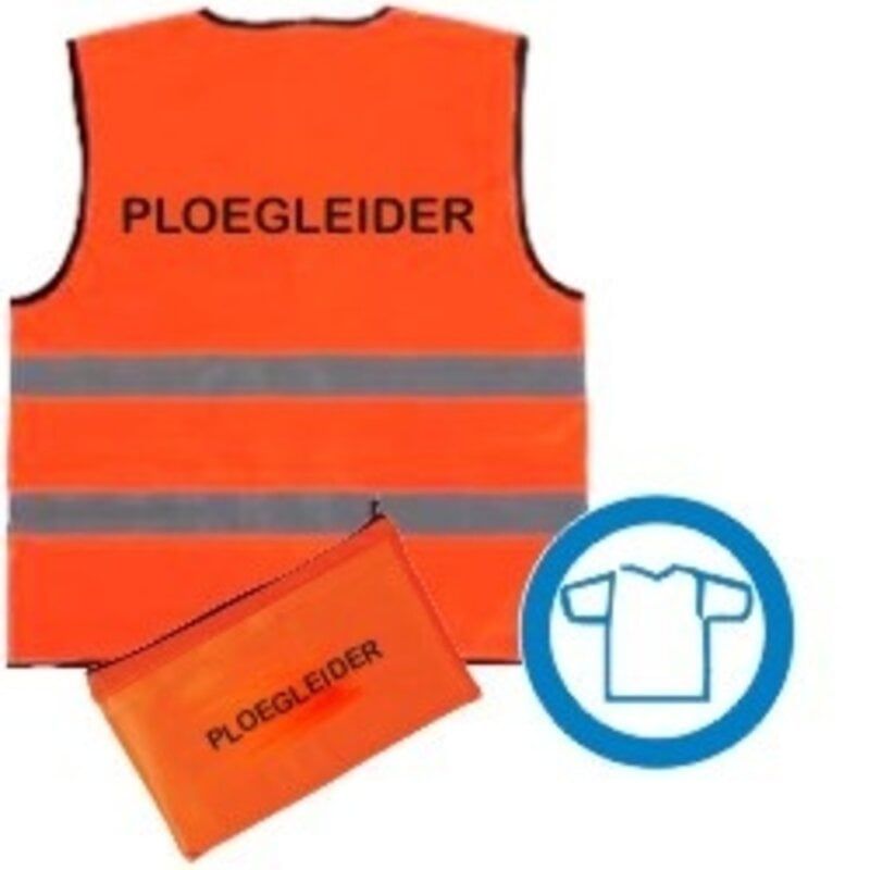 Veiligheidsvest opdruk oranje inclusief tasje - diverse teksten beschikbaar - Ploegleider
