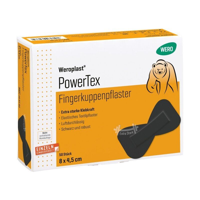 Wero Black power pleisters vingertop / vlinder ET - 80 x 45 mm (50 stuks)